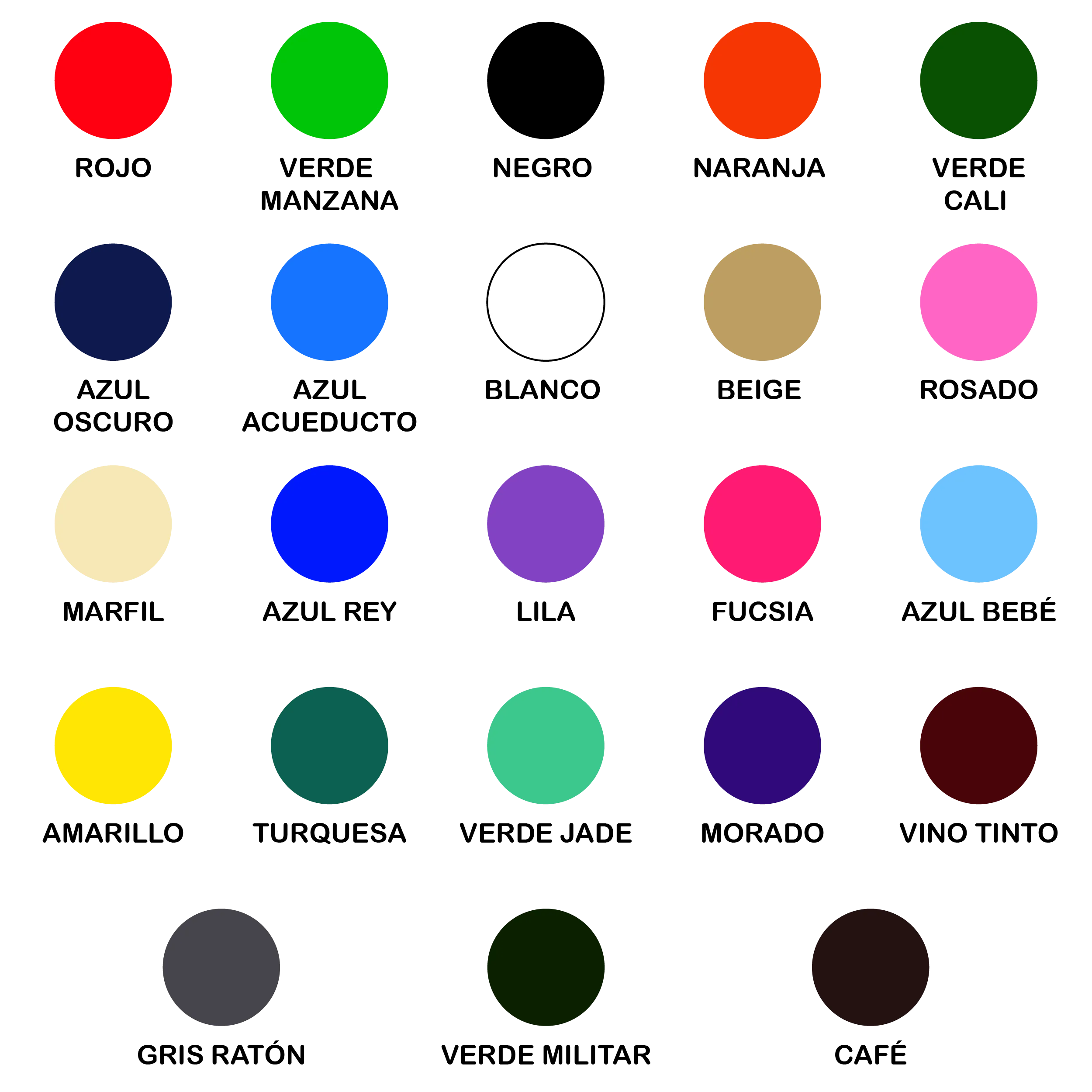 Carta con los 23 colores de cambre disponibles, fotografiada sobre la tela real